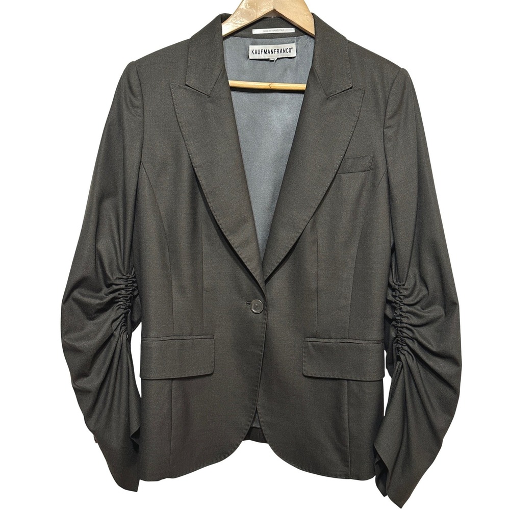 Kaufmanfranco Ruched Sleeve Blazer Womens Large Wool Silk Luxury Made in Italy